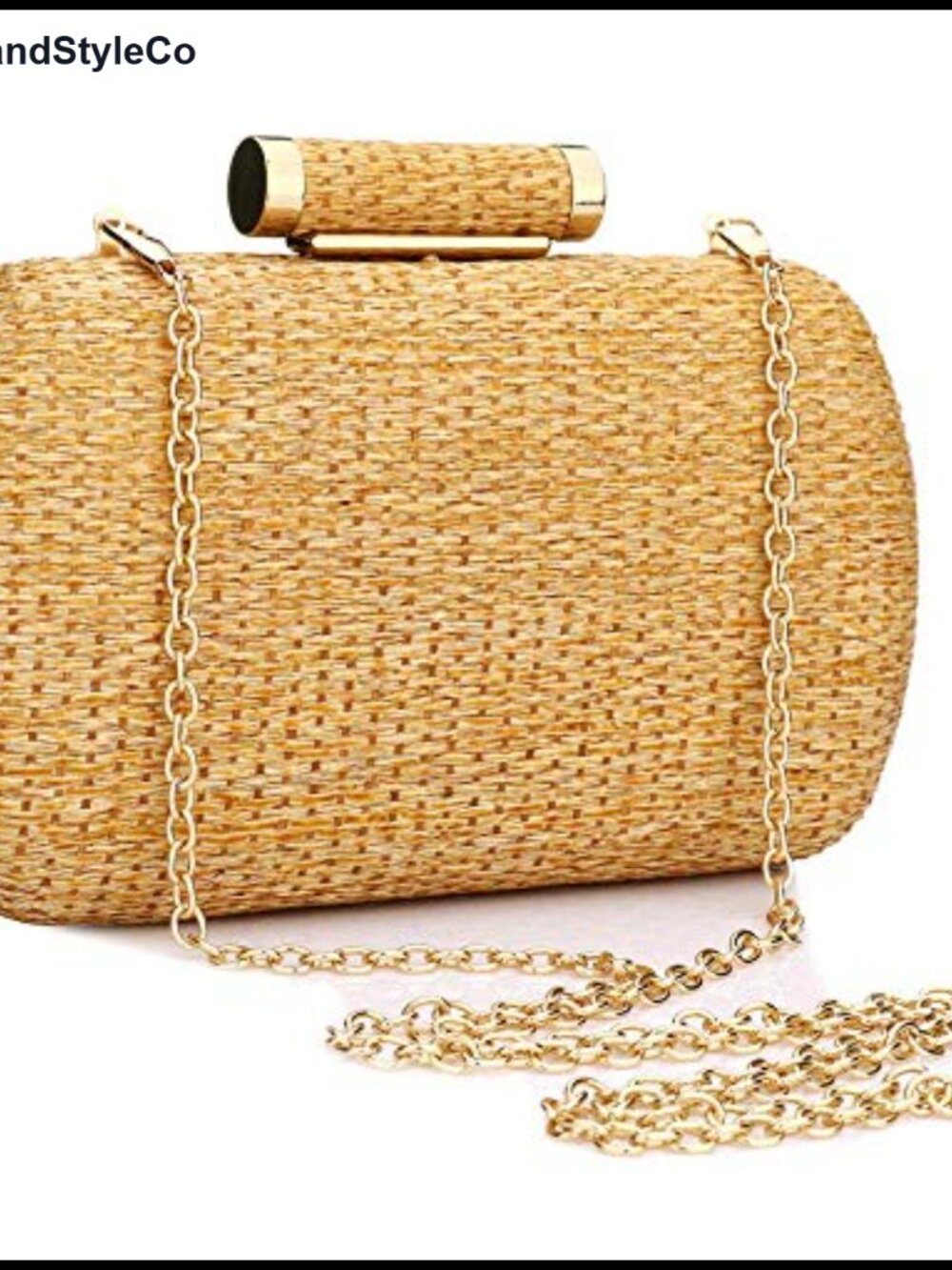 Straw Clutch Purse Woven Evening Handbag Detachable Strap